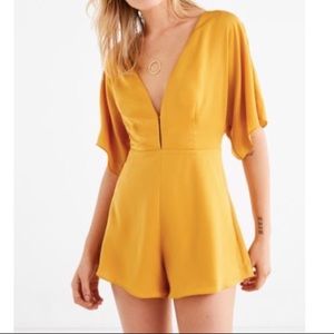 mustard deep neckline romper